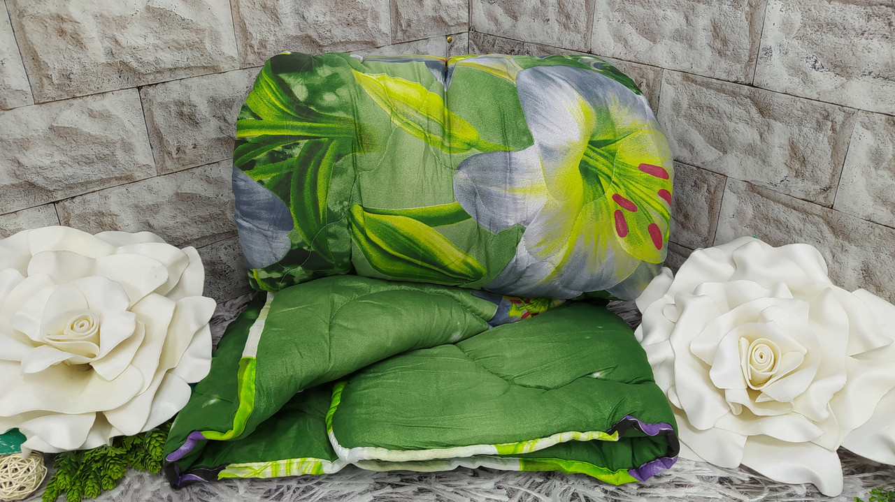 Ковдра полуторний розмір 150х210 см тканина полікотон наповнювач подвійний силіікон 100% О-1051, фото 1