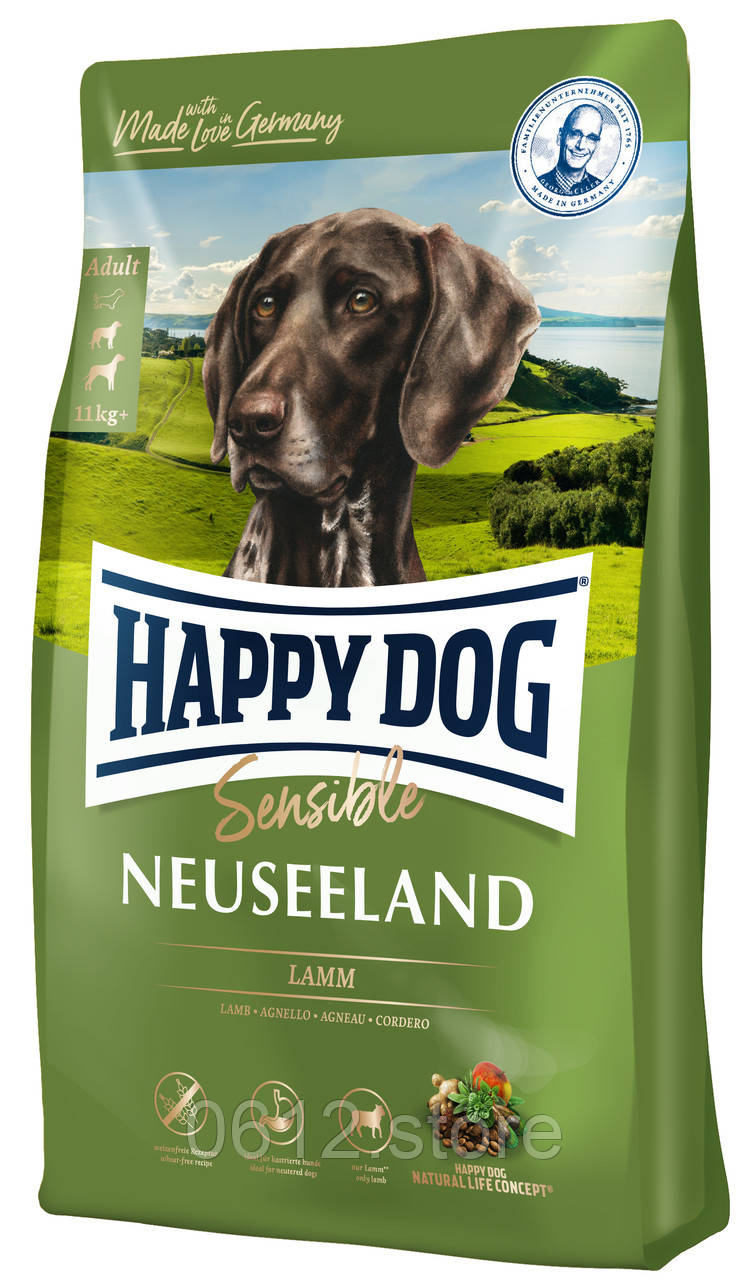 Сухий корм Happy Dog Sensible Neuseeland для дорослих собак з чутливим травленням з ягням та рисом, 4 кг., фото 1