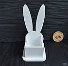 Тримач іменний з дерева для резинок та шпильок у вигляді зайчика. Дерев'яна скринька - органайзер для дівчинки, фото 2