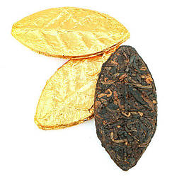 Висококласний чорний чай Шу пуер прес "Золотий лист", 6-10г Османтус