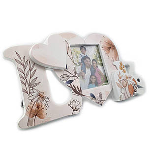 Настільна рамка для фотографій Love квадратна з квітами хрр0007а