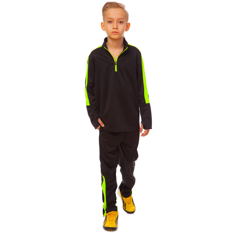 Костюм спортивний дитячий (розмір 26-32, чорно-зелений), фото 1