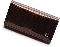 Коричневий лаковий багатофункціональний гаманець з натуральної шкіри ST Leather S8001A, фото 3