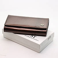 Коричневий лаковий багатофункціональний гаманець з натуральної шкіри ST Leather S8001A, фото 2