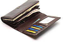 Коричневий лаковий багатофункціональний гаманець з натуральної шкіри ST Leather S8001A, фото 6
