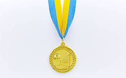 Медаль спортивна зі стрічкою Волейбол (метал, d-5см, 25g, 1-золото, 2-срібло, 3-бронза) 10шт