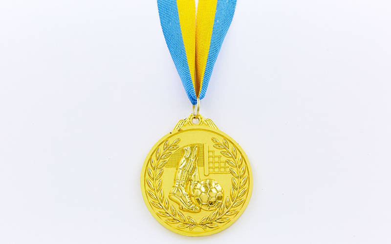 Медаль спортивна зі стрічкою двоколірна Футбол (діаметр 6,5 см)