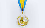 Медаль спортивна зі стрічкою двоколірна Футбол (діаметр 6,5 см), фото 2