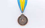 Медаль спортивна зі стрічкою Штангіст (метал, d-5см, 25g, 1-золото, 2-срібло, 3-бронза) 10шт, фото 3