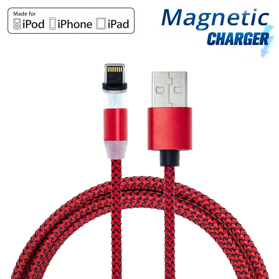 Магнітний кабель Lightning "X-Cable" 2А Червоний, магнітний шнур для зарядки айфону - лайтнінг кабель 1 м