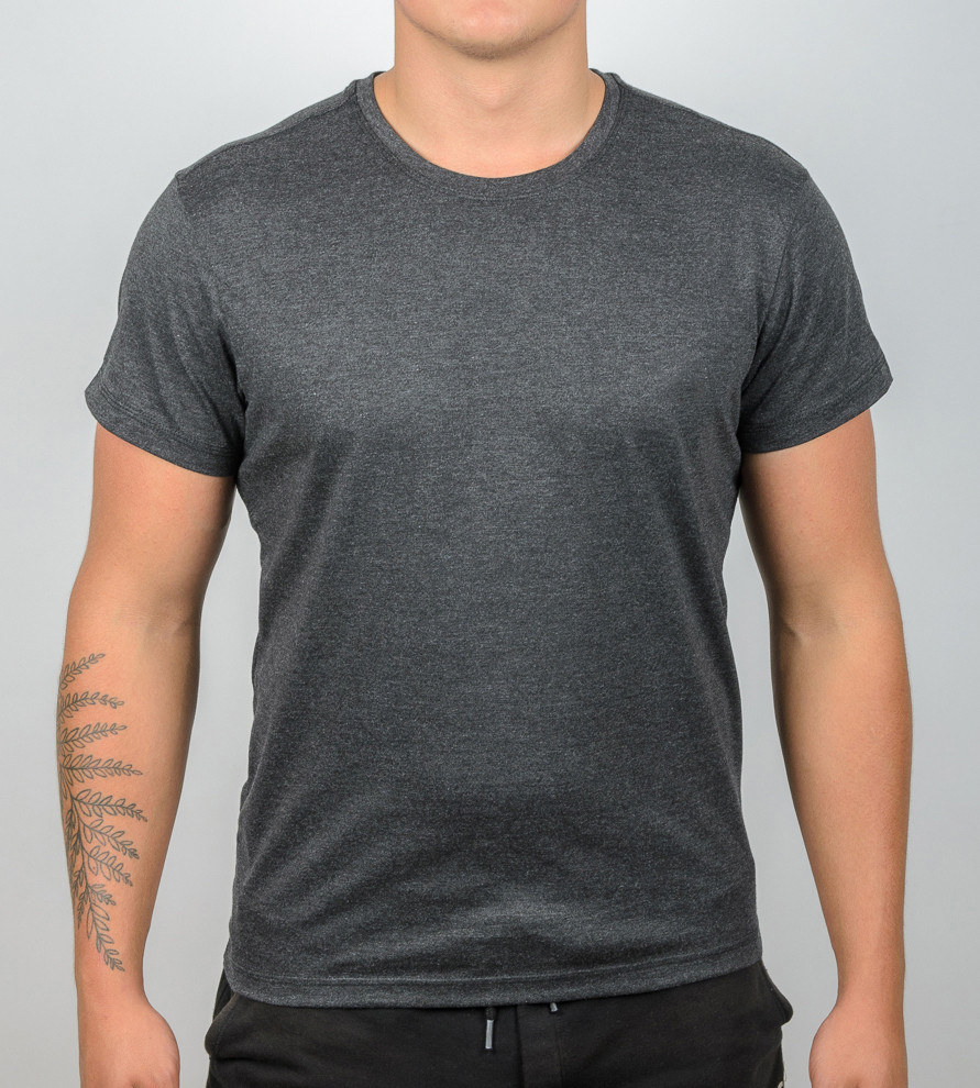 Футболка МЕЛАНЖ Однотонна 1300м (Уп.4шт M-XXL), Т.Сірий меланж, фото 1