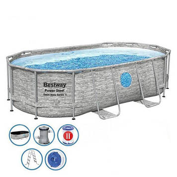 Басейн каркасний Bestway 56716 Steel Power™ Oval Swim Vista (549-274-122 см, об'єм 13430 л).