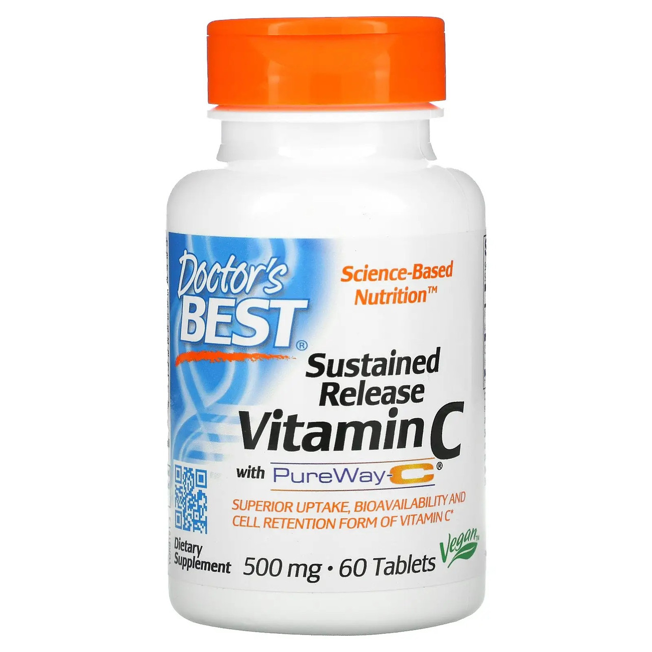 Вітамін C тривалого вивільнення, Doctor's Best "Vitamin C with PureWay-C" 500 мг (60 таблеток), фото 1