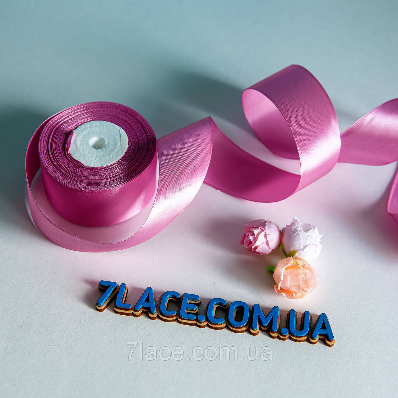 Стрічка атласна однотонна/колір СИРІЄВИЙ ФРЕЗ/ширина 4,0 см/бобіна 23 м