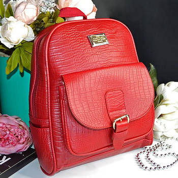 Рюкзак жіночий міський під крокодила 28*22 см на блискавці з кишенею Luna