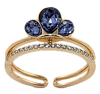 Кольцо Xuping Позолота 18K с кр-ми Swarovski "Кристаллы Sapphire с дорожкой циркония" р.16-17