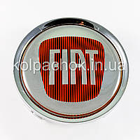 Колпачок на диски Fiat серебро/красный лого (74мм)