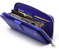 Синій жіночий гаманець на два автономні відділи з натуральної шкіри ST Leather ST026, фото 6