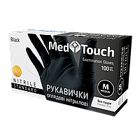 Перчатки нитриловые чёрные Medtouch размер М 100шт./уп.