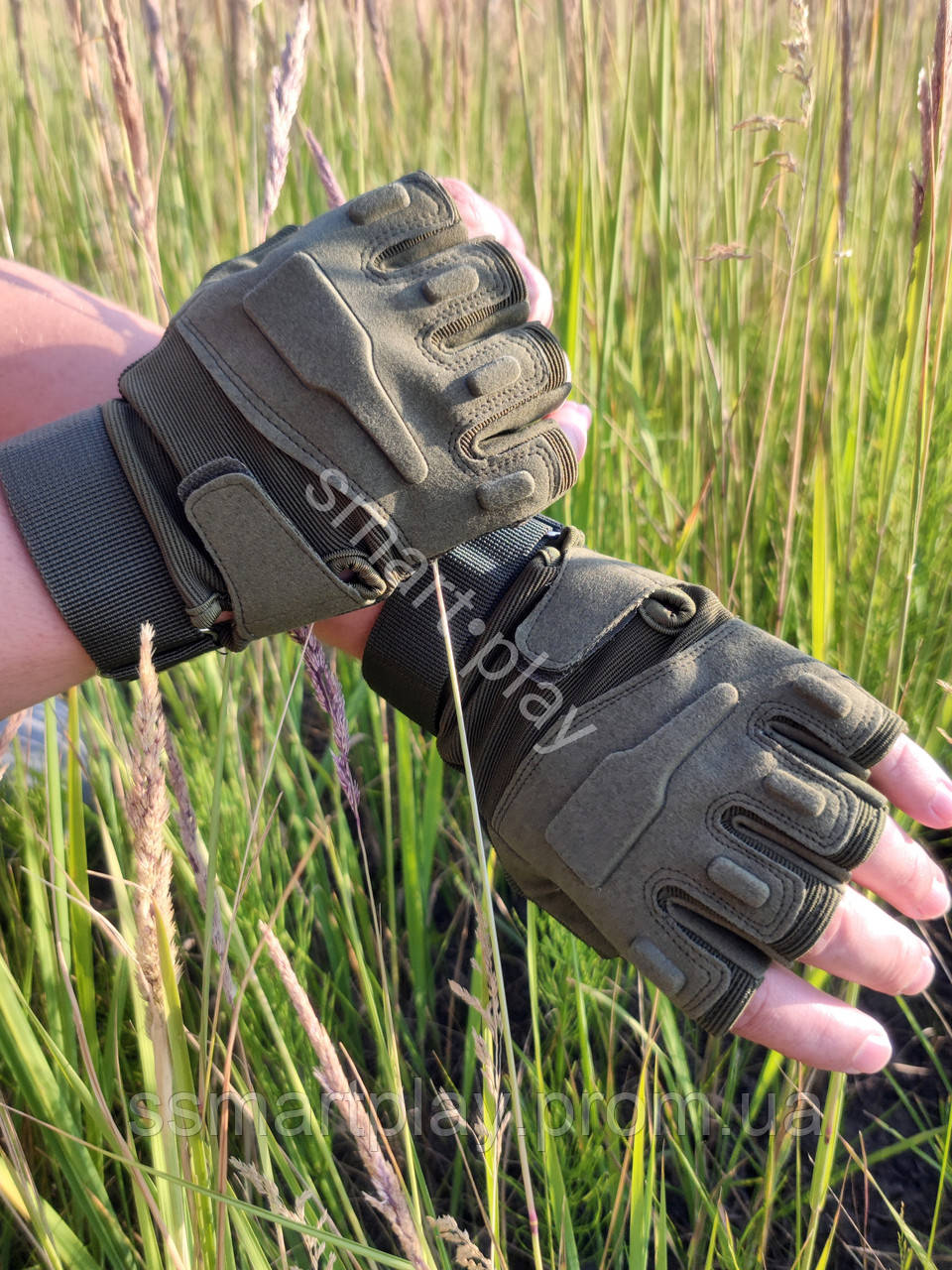 Перчатки Тактические Военные Без Пальцев с Крепкими Липучками — Купить ...