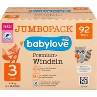 Преміум підгузники babylove 3 MIDI 4-9kg, Джамбо упаковка 2x46 шт, 92 St (Німеччина) babylove Windeln Premium