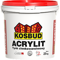 Акрилова штукатурка ACRYLIT KOSBUD (баранчик, зерно 1,0-1,5- 2,0 / короїд, зерно 2,0 - 3,0), світла / темна база, 25 кг, Україна