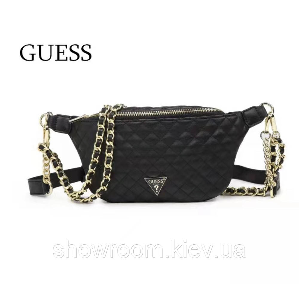 Жіноча поясна сумка "бананка" Guess (21926) чорна