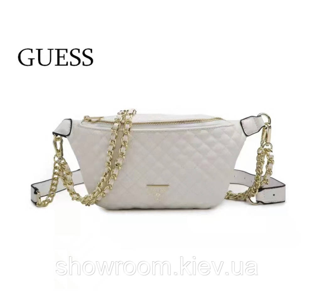 Жіноча поясна сумка "бананка" Guess (21926) біла