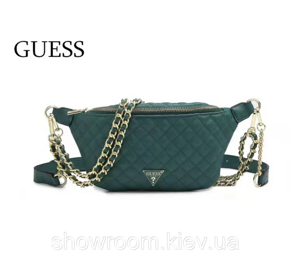 Жіноча поясна сумка "бананка" Guess (21926) зелена