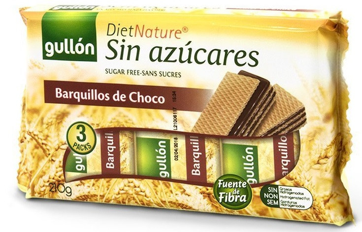 Вафлі без цукру Gullon - Diet Nature "Шоколадний крем", 180 г