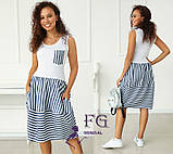 📌 Жіноче літнє плаття в смужку, міді, з кишенями | Полосата сукня морська на літо "Liana" | Норма, фото 4