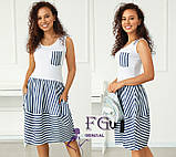 📌 Жіноче літнє плаття в смужку, міді, з кишенями | Полосата сукня морська на літо "Liana" | Норма, фото 5