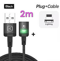Магнітний кабель USB - Apple Lightning (2 м) 3 A Quick Charge швидкої зарядки і передачі даних телефону для смартфона iPhone