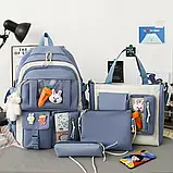 Рюкзак шкільний набір 4 в 1 для дівчаток 5-11 клас, висота 46 см, в комплекті клатч, сумка, пенал - Фіолетовий, фото 5