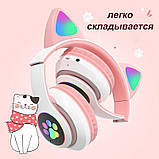 Дитячі бездротові блютуз-навушники світні з котячими вушками CAT EAR рожеві (GS-56102), фото 8