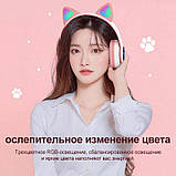 Дитячі бездротові блютуз-навушники світні з котячими вушками CAT EAR рожеві (GS-56102), фото 9