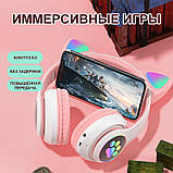 Дитячі бездротові блютуз-навушники світні з котячими вушками CAT EAR рожеві (GS-56102), фото 10