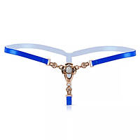 Еротичні стрінги з намистом кольору електрик - розмір універсальний (на резинці)