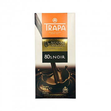 Шоколад 80г без цукру TRAPA 0% чорний 80% 023451