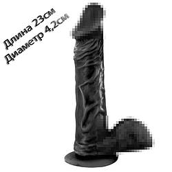 Фалоімітатор на присосці Real Body — Real Bruce Black, TPE, діаметр 4,2 см