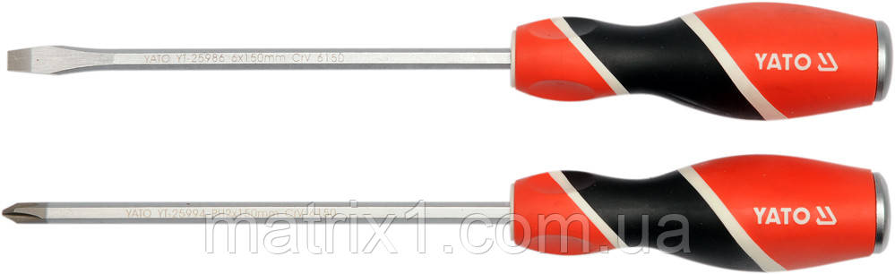 Набір ударних отворів (сталь S2) YATO: (SL6/PH2) x 150 мм. 2 шт (Польща), фото 1