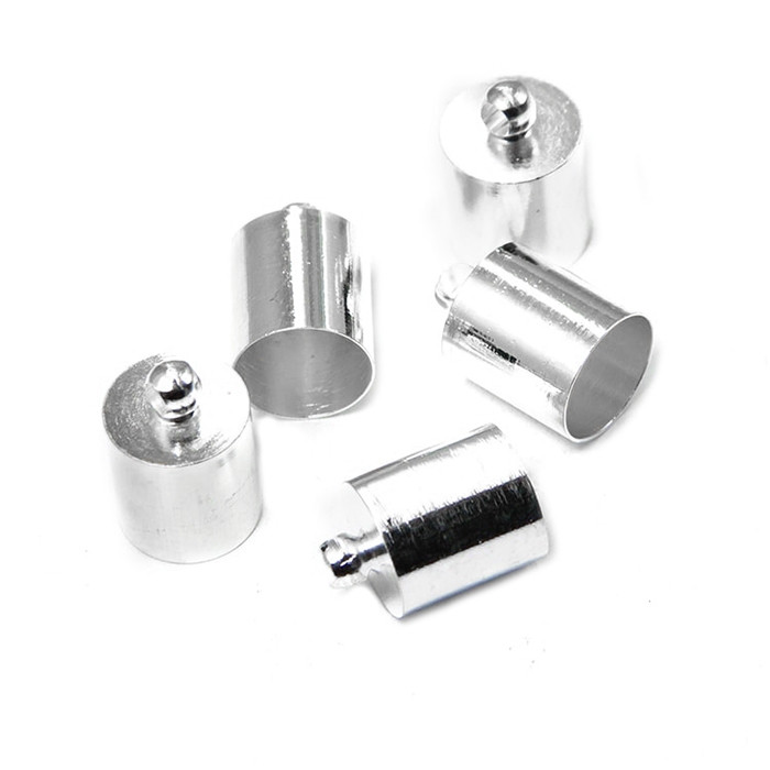 Концевики для Шнура, Латунь, Платина, 12х8мм, Внутрішній Діаметр 7 мм, Отвір 1 мм, 10 шт, фото 1