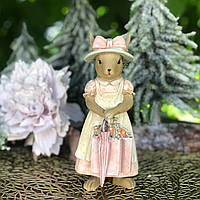 Крольчиха с зонтиком 18,5 см фигурки из полистоуна для пасхального декора
