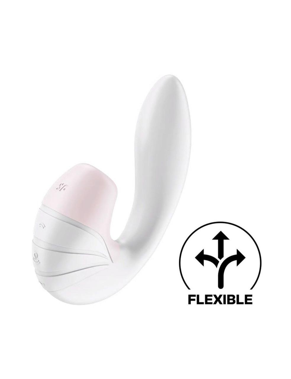 Вакуумний кліторальний стимулятор із вібрацією Satisfyer Supernova White, 2 положення дула, 16х3,5 см., фото 1