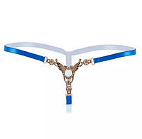 Трусики з бусинками еротичні жіночі універсальний синій