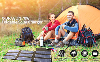 Сонячна панель X-Dragon 70W 18V XD-SP-001, заряджає ноутбук, автомобільного акумулятора, фото 2