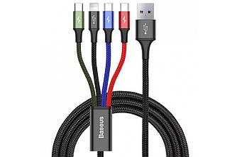 Кабель зарядный Baseus 4 в 1 Type-C-2 шт/ Micro USB/ Lightning 3.5А 1.2 м Black (CA1T4-Q01)