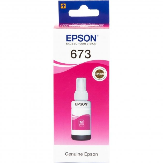 Оригинальные чернила EPSON L800 L1800 L805 L810 L850 M Magenta 70мл C13T67334A original 673 пурпурный t673 - фото 1 - id-p1647267528