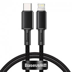 Кабель зарядный Baseus High Density Braided Data Cable Lightning-Type-C 20W 1 м Black (CATLGD-01)