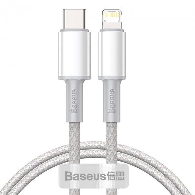 Кабель зарядный Baseus High Density Braided Data Cable Lightning-Type-C 20W 1 м White (CATLGD-02)